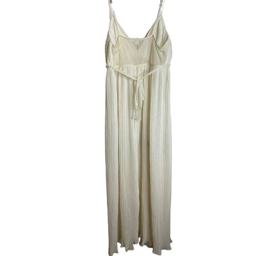 Flora Ivory Pleated Spaghetti Strap Maxi Dress M Wedding Resort Y2K Fairy Party - Picture 3 of 11